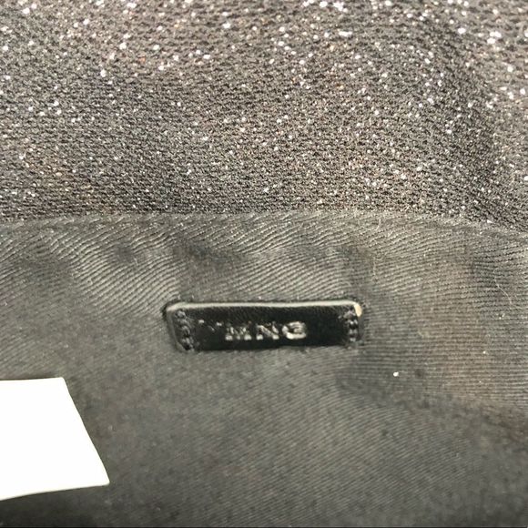 MNG Mango Shimmery Gold Black Envelope Tassel Convertible Clutch - Picture 12 of 14